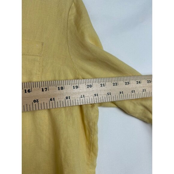 Hot Cotton Women's 100% Linen Yellow Long Sleeve Button Up Shirt Medium - Picture 5 of 14